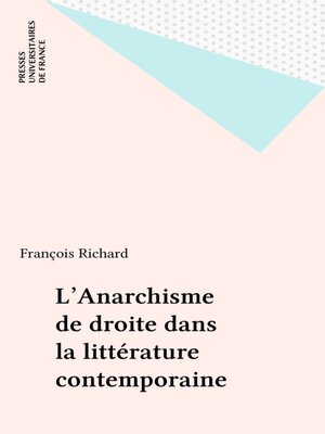 cover image of L'Anarchisme de droite dans la littérature contemporaine